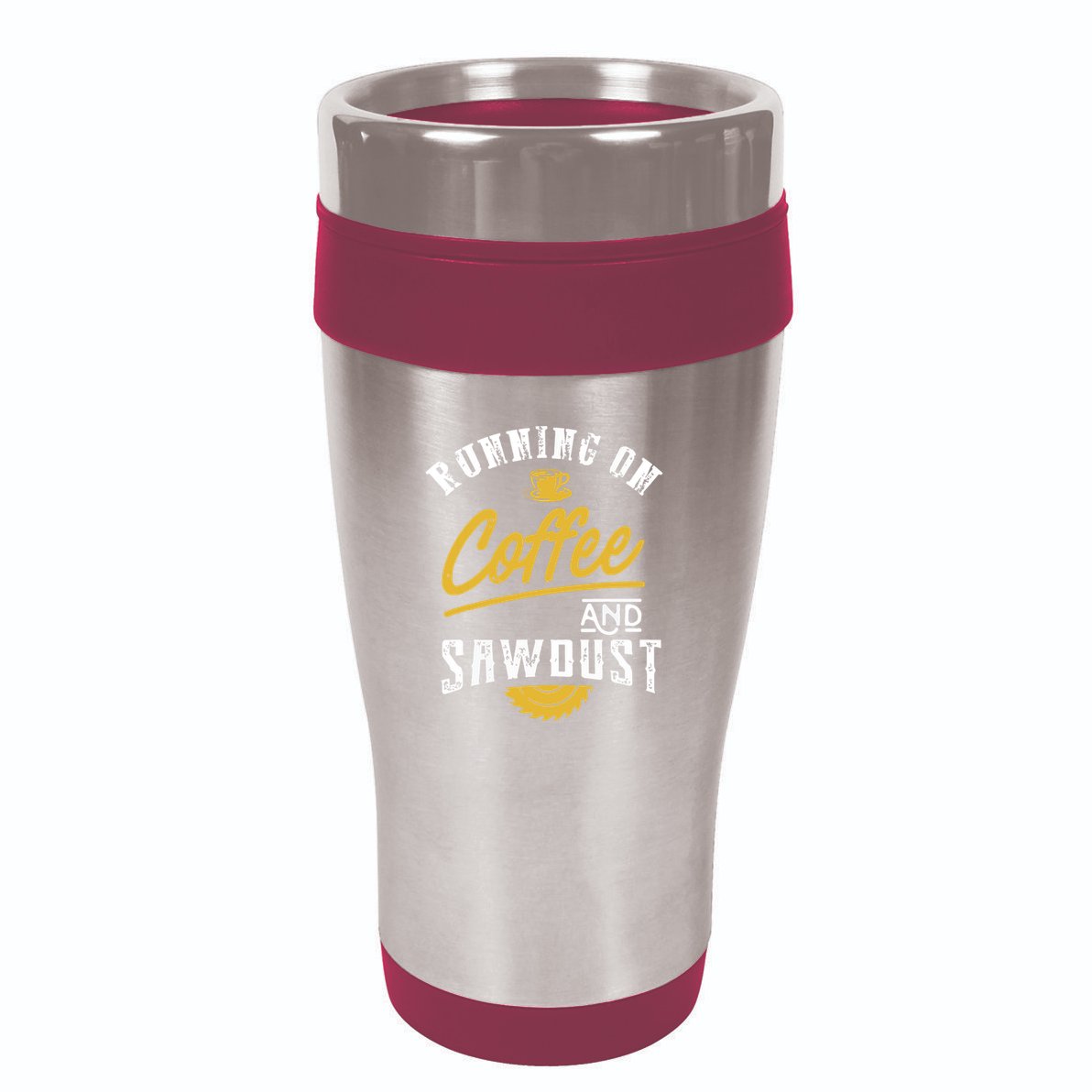 Running On Coffee And Sawdust Woodworking 16oz Travel Tumbler