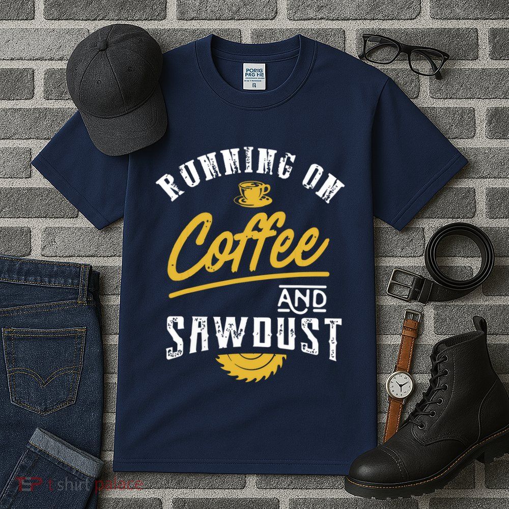 Running On Coffee And Sawdust Woodworking Tall T-Shirt