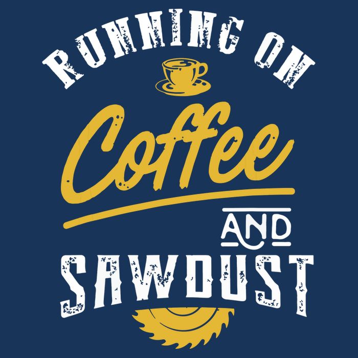 Running On Coffee And Sawdust Woodworking Drawstring Bag