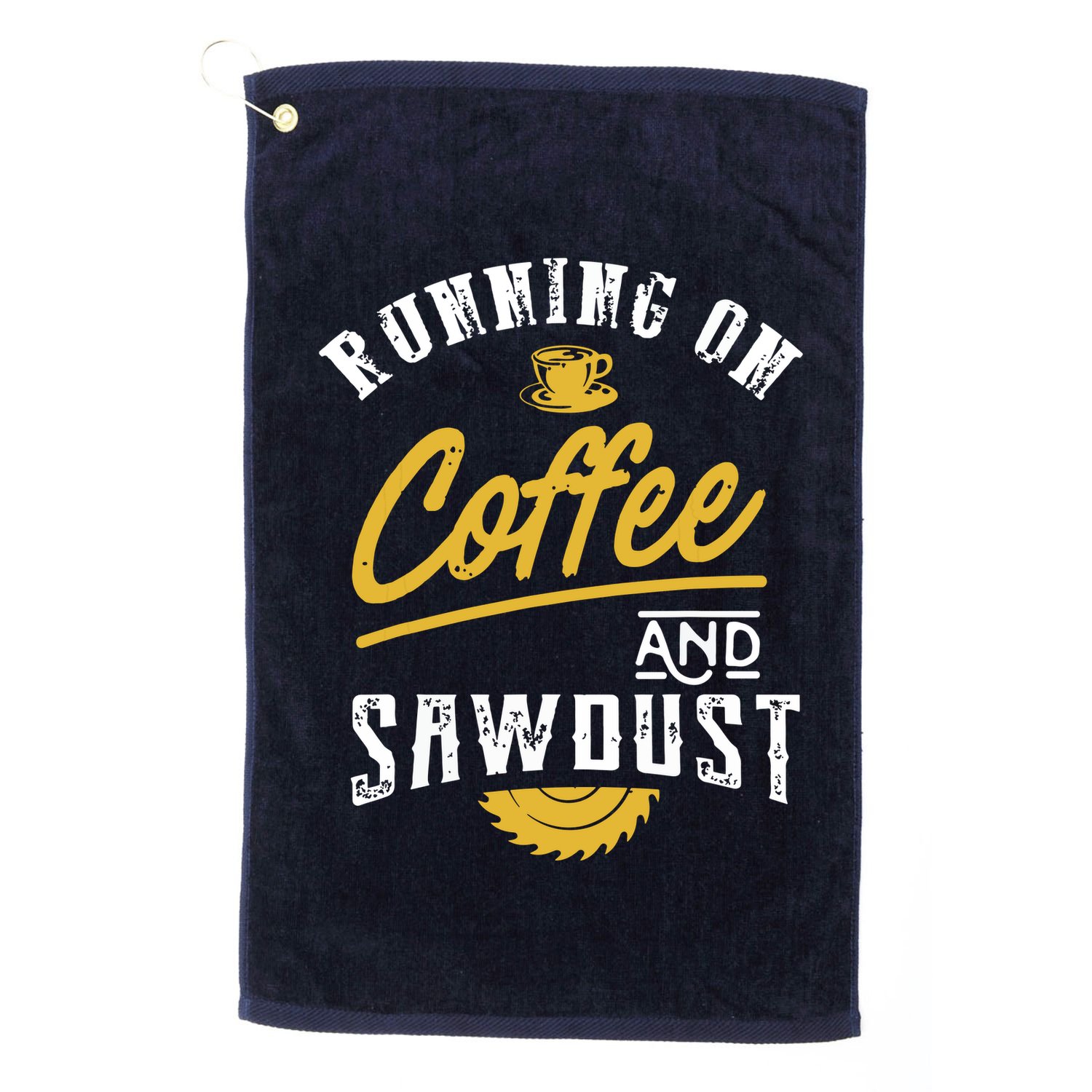 Running On Coffee And Sawdust Woodworking Golf Towel
