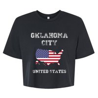 Retro Oklahoma City United States Distressed USA Flag Bella+Canvas Jersey Crop Tee