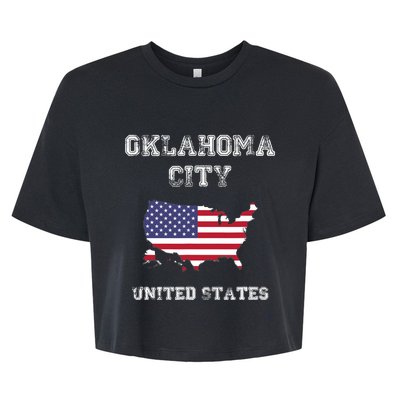 Retro Oklahoma City United States Distressed USA Flag Bella+Canvas Jersey Crop Tee