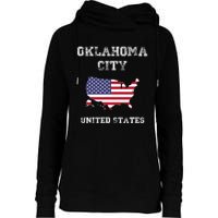 Retro Oklahoma City United States Distressed USA Flag Womens Funnel Neck Pullover Hood