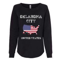 Retro Oklahoma City United States Distressed USA Flag Womens California Wash Sweatshirt