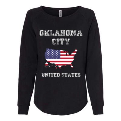 Retro Oklahoma City United States Distressed USA Flag Womens California Wash Sweatshirt