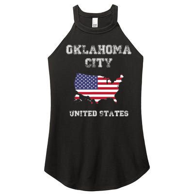 Retro Oklahoma City United States Distressed USA Flag Women's Perfect Tri Rocker Tank