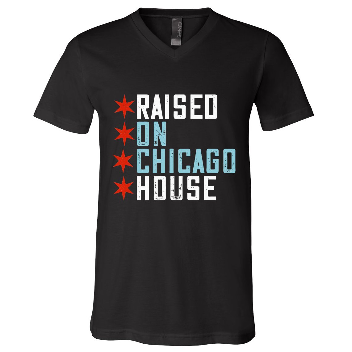 Raised On Chicago House Music Edm Dj Illinois Raver V-Neck T-Shirt