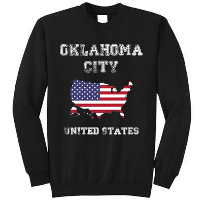 Retro Oklahoma City United States Distressed USA Flag Premium Tall Sweatshirt