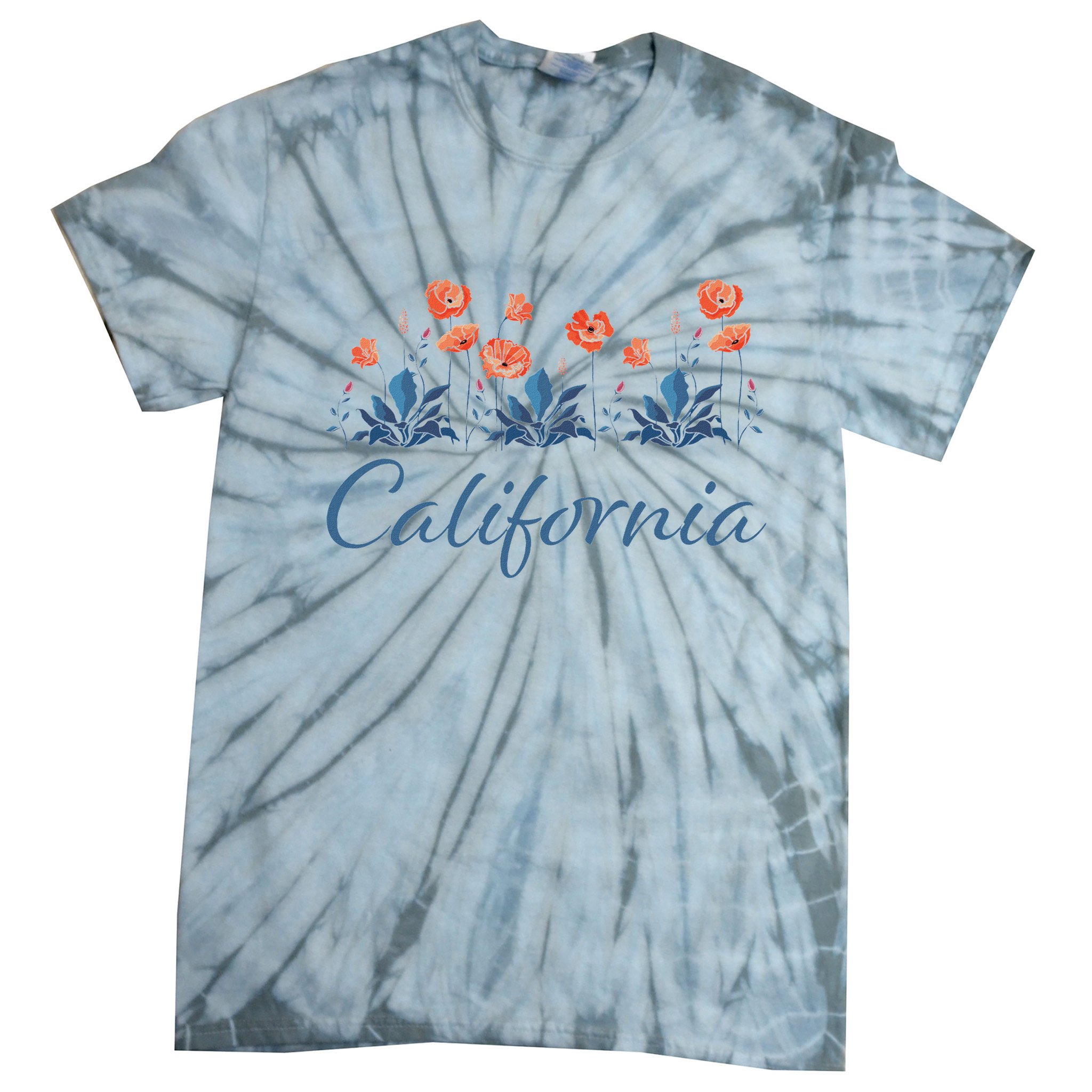 Row Of California Poppies Tie-Dye T-Shirt