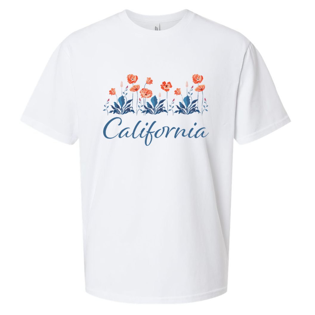 Row Of California Poppies Sueded Cloud Jersey T-Shirt
