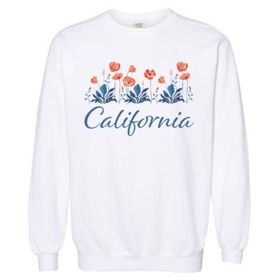 Row Of California Poppies Garment-Dyed Sweatshirt