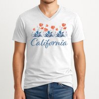 Row Of California Poppies V-Neck T-Shirt