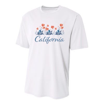Row Of California Poppies Youth Performance Sprint T-Shirt