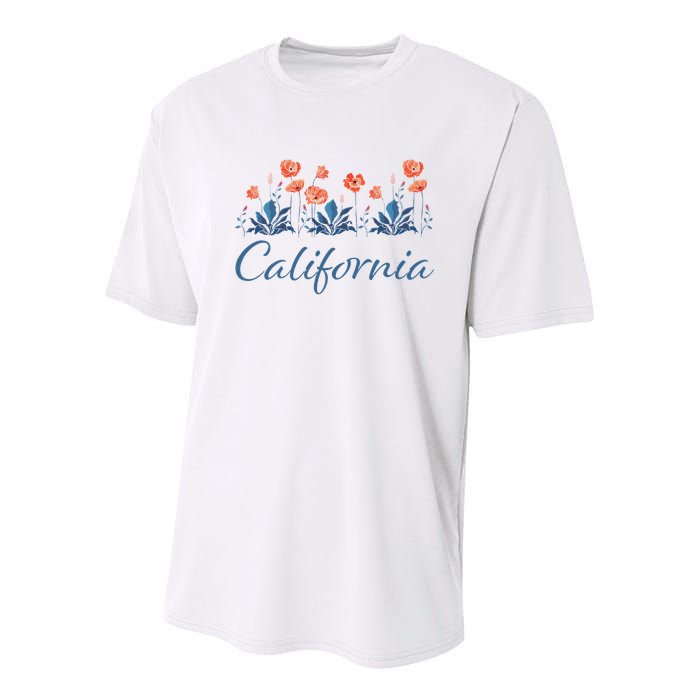Row Of California Poppies Youth Performance Sprint T-Shirt