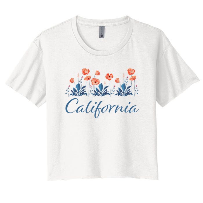 Row Of California Poppies Women's Crop Top Tee