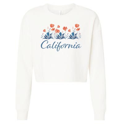 Row Of California Poppies Cropped Pullover Crew