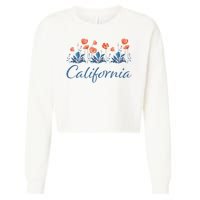 Row Of California Poppies Cropped Pullover Crew