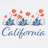 Row Of California Poppies Cropped Pullover Crew