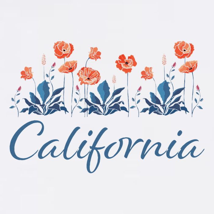 Row Of California Poppies Cropped Pullover Crew