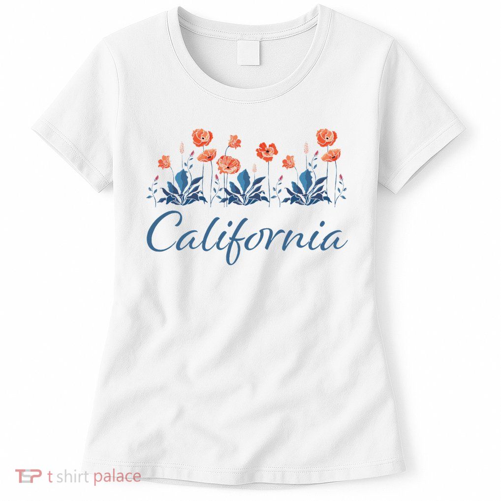 Row Of California Poppies Womens T-Shirt