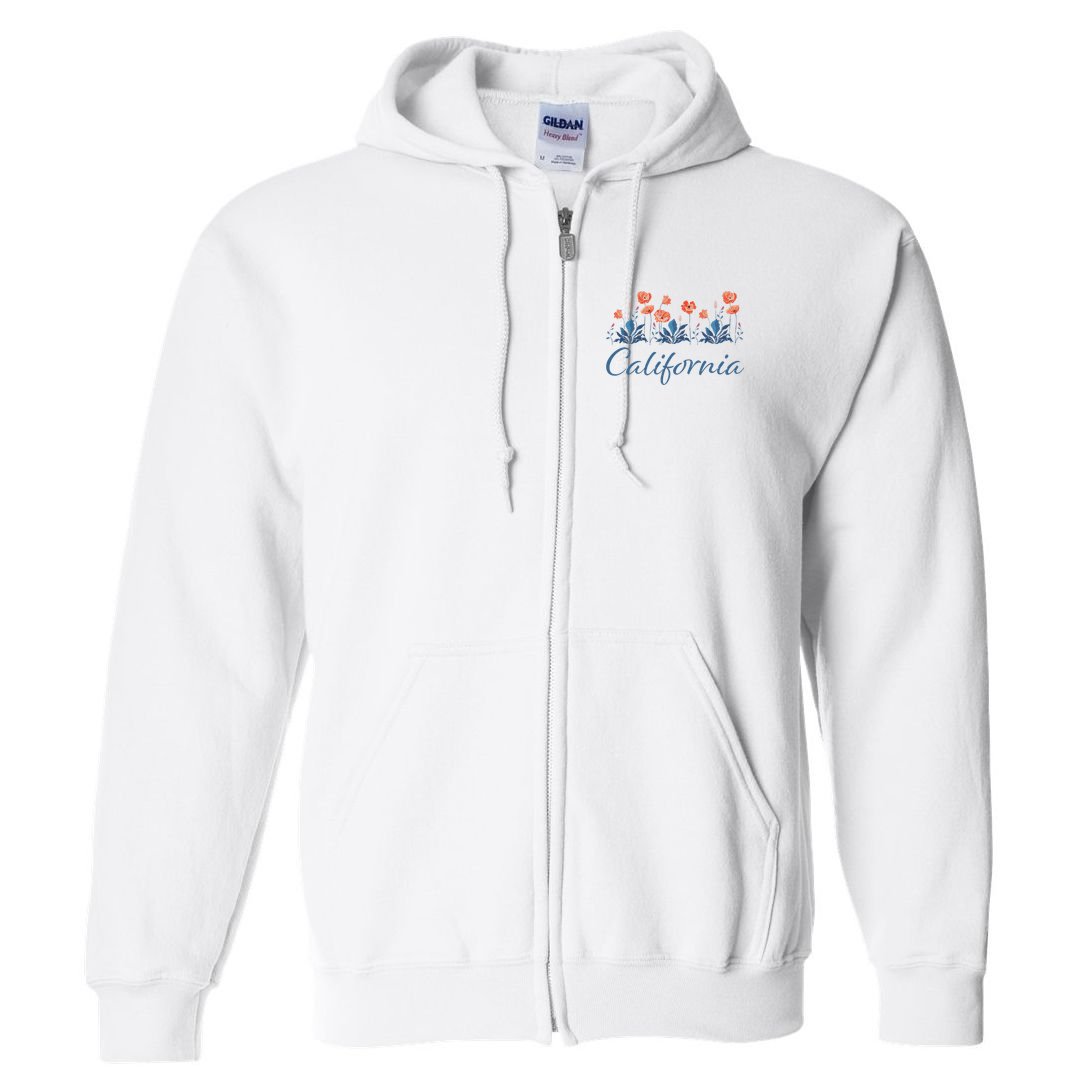 Row Of California Poppies Full Zip Hoodie