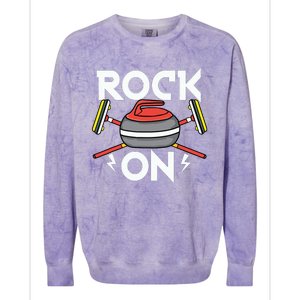 Rock On Curling Broom Curler Winter Ice Sports Lover Curling Colorblast Crewneck Sweatshirt