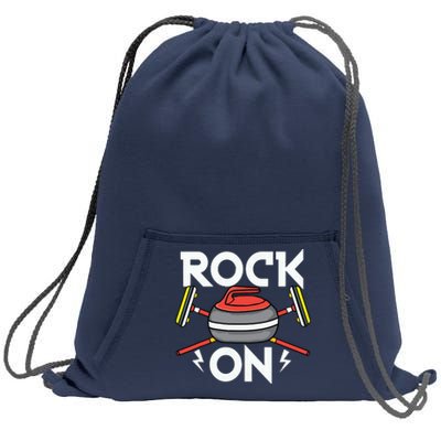 Rock On Curling Broom Curler Winter Ice Sports Lover Curling Sweatshirt Cinch Pack Bag