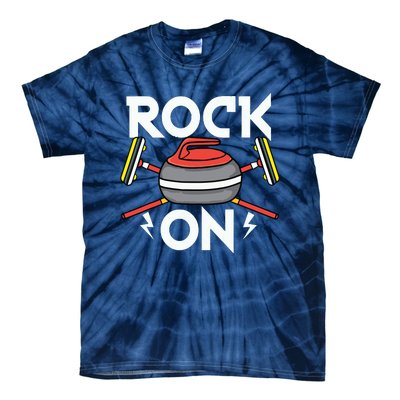 Rock On Curling Broom Curler Winter Ice Sports Lover Curling Tie-Dye T-Shirt