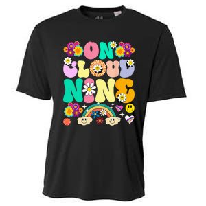 Retro On Cloud Nine Flower Happy 9th Birthday 9 Years Old Cooling Performance Crew T-Shirt