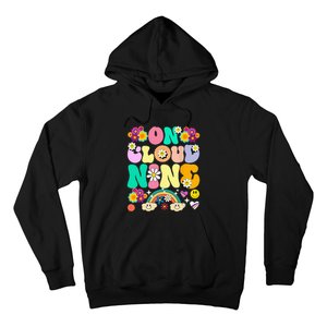 Retro On Cloud Nine Flower Happy 9th Birthday 9 Years Old Hoodie