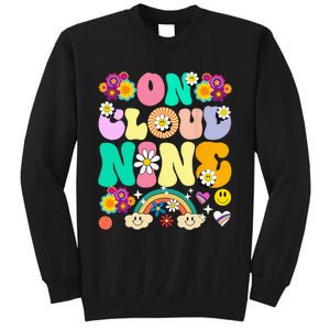 Retro On Cloud Nine Flower Happy 9th Birthday 9 Years Old Sweatshirt