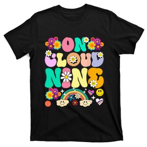 Retro On Cloud Nine Flower Happy 9th Birthday 9 Years Old T-Shirt