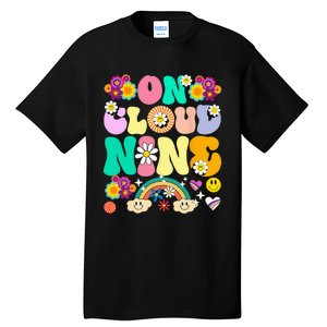 Retro On Cloud Nine Flower Happy 9th Birthday 9 Years Old Tall T-Shirt