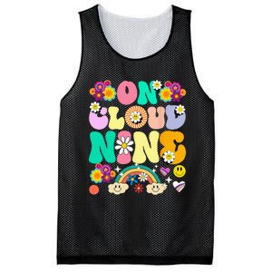 Retro On Cloud Nine Flower Happy 9th Birthday 9 Years Old Mesh Reversible Basketball Jersey Tank