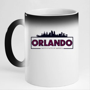 Retro Orlando City Skyline 11oz Black Color Changing Mug