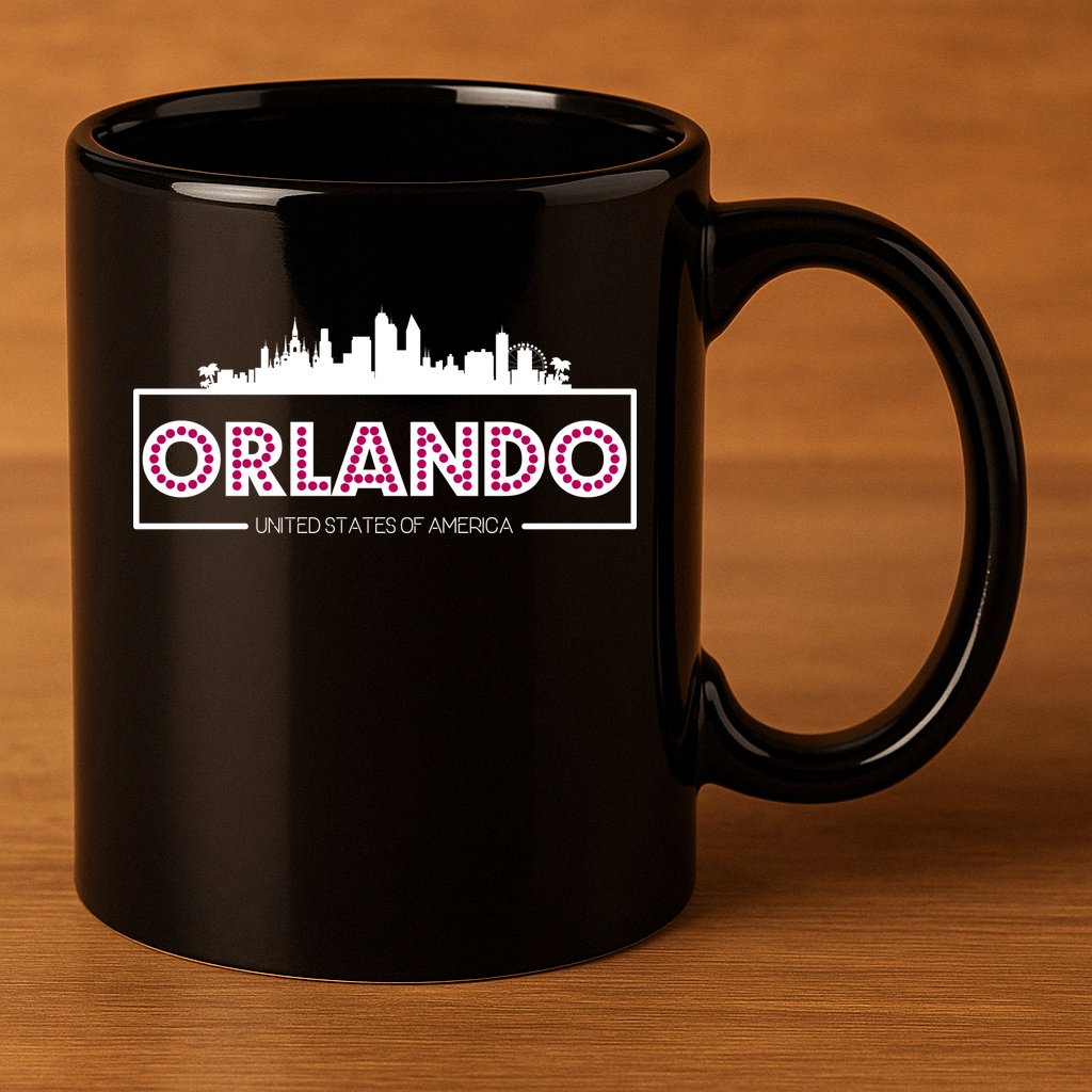 Retro Orlando City Skyline 11oz C Handle Ceramic Mug