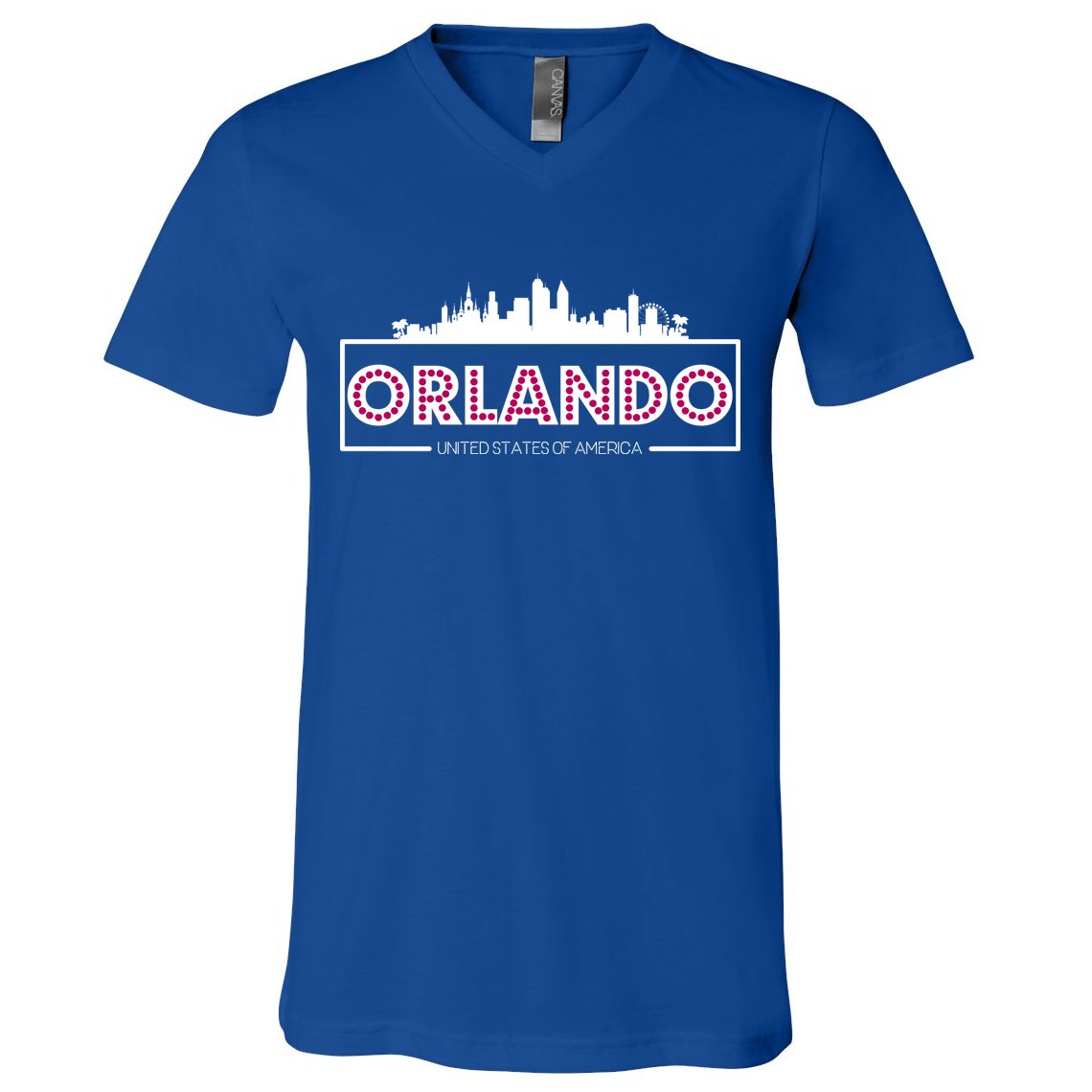 Retro Orlando City Skyline V-Neck T-Shirt