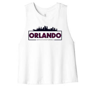 Retro Orlando City Skyline Women's Racerback Cropped Tank