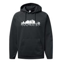 Rochester New York Skyline Performance Fleece Hoodie