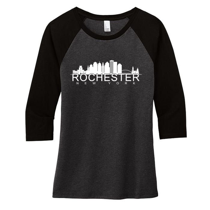 Rochester New York Skyline Women's Tri-Blend 3/4-Sleeve Raglan Shirt