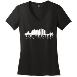 Rochester New York Skyline Women's V-Neck T-Shirt