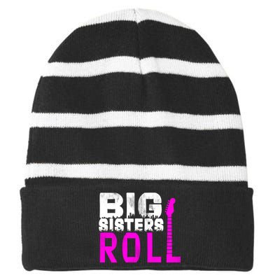 Rock And Roll Big Sisters Striped Beanie with Solid Band