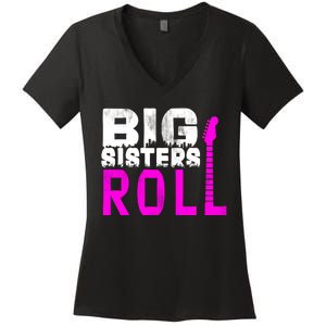 Rock And Roll Big Sisters Women's V-Neck T-Shirt