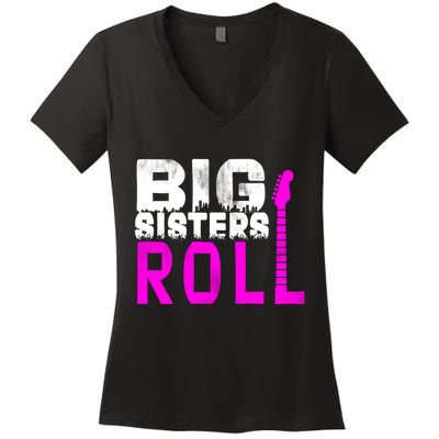 Rock And Roll Big Sisters Women's V-Neck T-Shirt