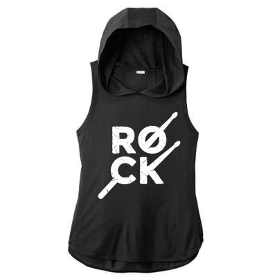 Rock Music Drum Ladies PosiCharge Tri-Blend Wicking Draft Hoodie Tank