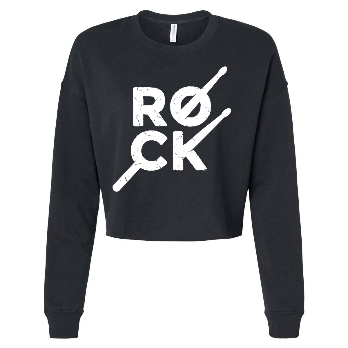 Rock Music Drum Cropped Pullover Crew