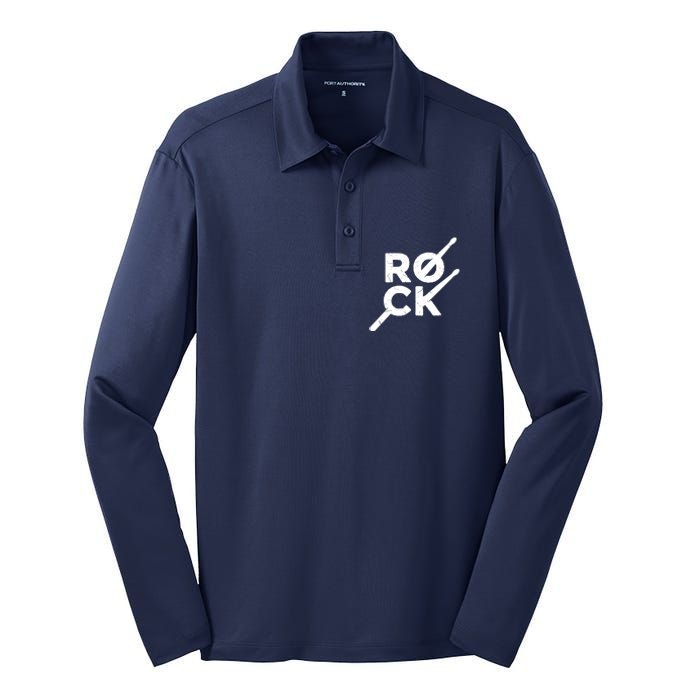 Rock Music Drum Silk Touch Performance Long Sleeve Polo