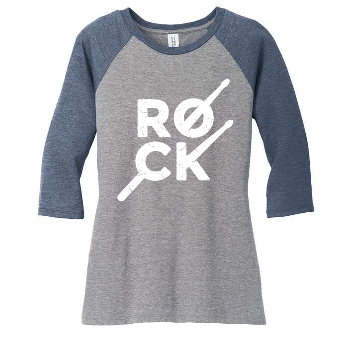 Rock Music Drum Women's Tri-Blend 3/4-Sleeve Raglan Shirt