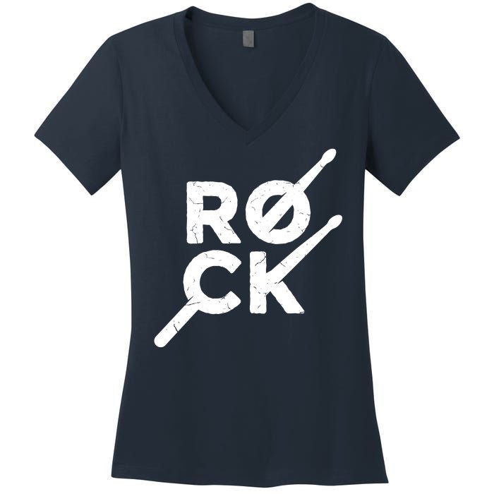 Rock Music Drum Women's V-Neck T-Shirt