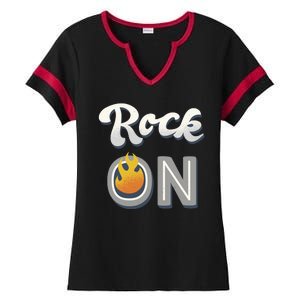 Rock On Flame Ladies Halftime Notch Neck Tee